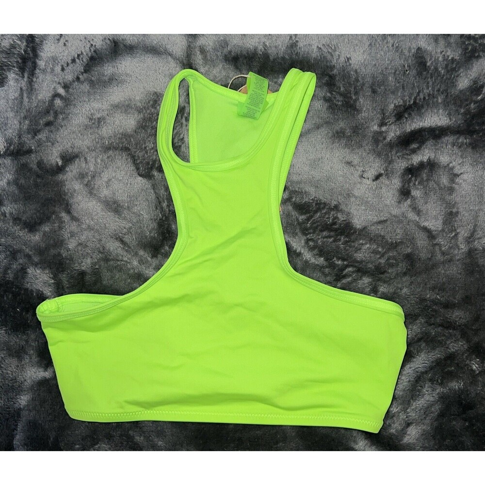 2XS SKIMS Signature Swim High Neck Racer Top Neon Green BT-HNK-2786